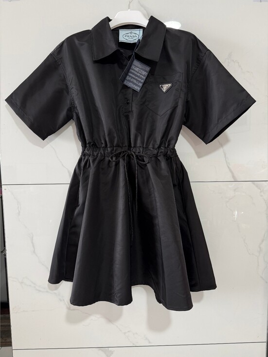 Prada Dresses & Skirts - Prada Black Short-Sleeve Drawstring A-Line Mini Dress